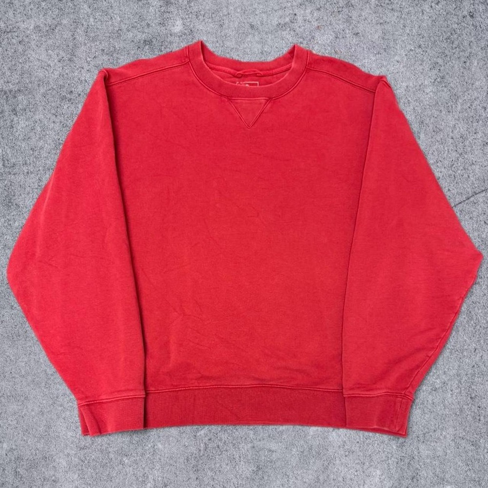 LL Bean Mens Heavyweight Crewneck Sweatshirt Red Fleece Pullover L 187267